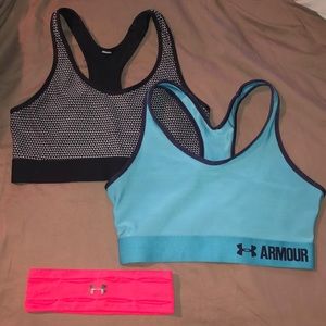 UNDER ARMOR SPORTS BRAS & HEADBAND
